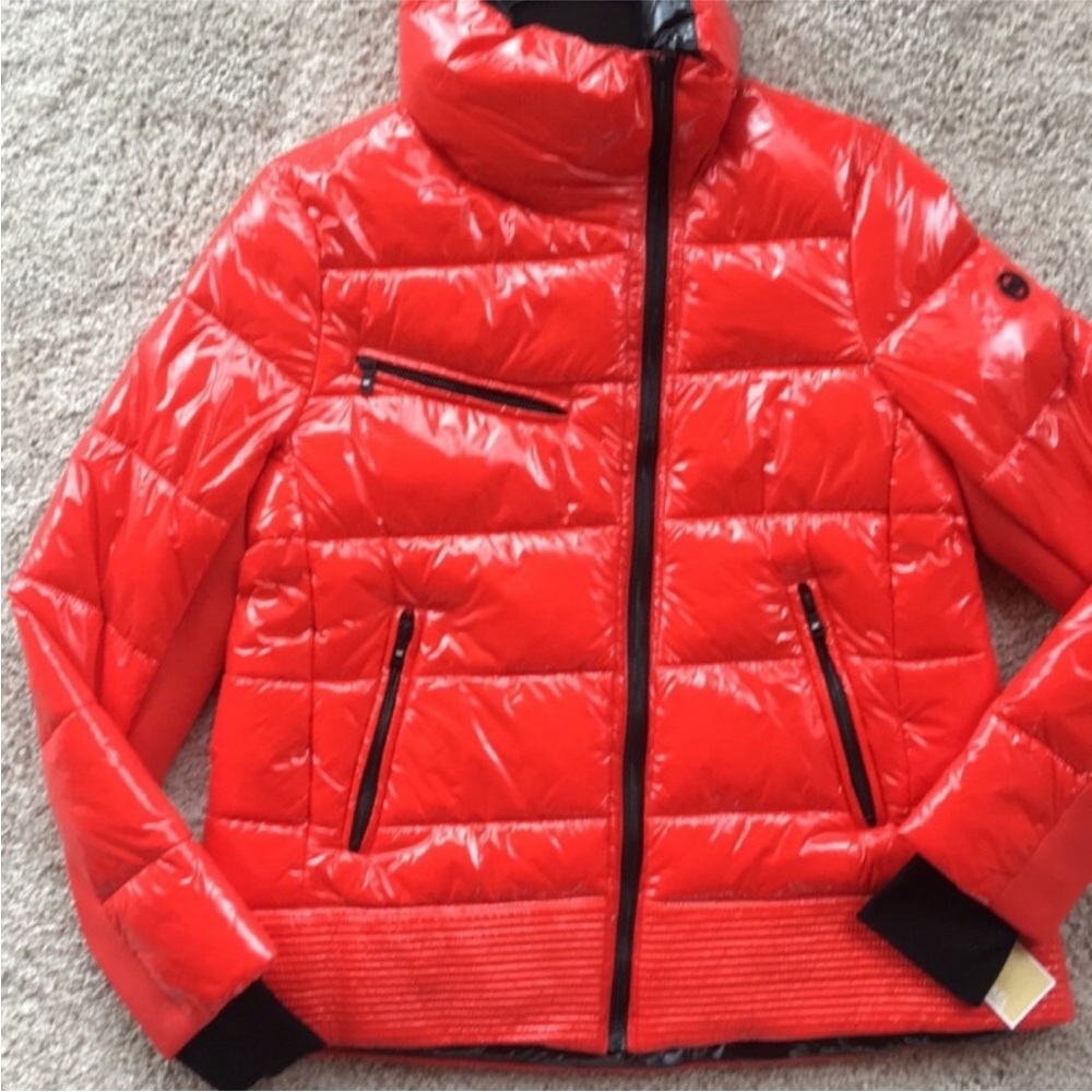 SoldOut New Michael Kors Fashion Red shiny Jacket Coat MEDIUM